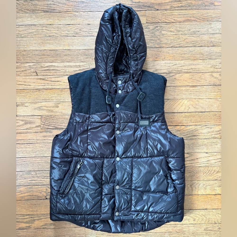 Men’s Slate & Stone Black Puffer Vest with Hood L